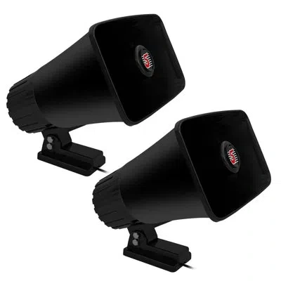 5 Core Pa Horn Speaker 2pc 5x8" 65w Bull Horn Ausio System In Black
