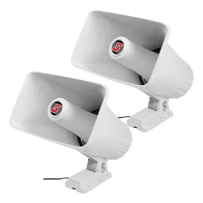 5 Core Pa Horn Speaker 2pc 5x8" 65w Bull Horn Ausio System In White