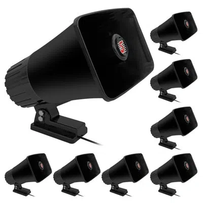 5 Core Pa Horn Speaker 8pcs 65w Loud Audio Outdoor Speakers System 8ohm Reflex Megaphone In Black