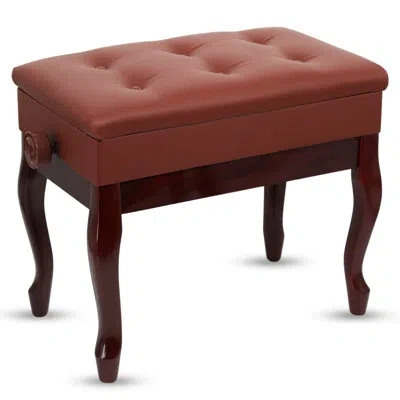 5 Core Piano Bench 3" Padded Cushioned Stool Wooden Heavy Duty Adjustable Musician Chair W Storage In Dark Brown