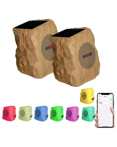 5 Core Rock Bt 2pc Garden Speaker Set In Brown