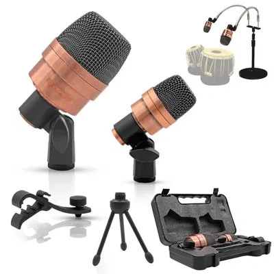 5 Core Tabla Mic Xlr Wired Uni Directional Snare Tom Instrument Microphone Copper In Brown