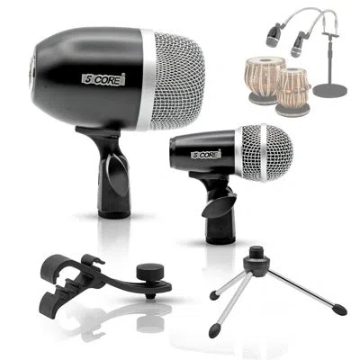 5 Core Tabla Microphone Set Uni-directional Xlr Kick Snare Bayan Dayan Instrument Mic In Black