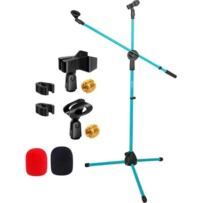 5 Core Tripod Mic Stand Adjustable Heavy Duty Floor Holder Microphone Boom Arm In Blue