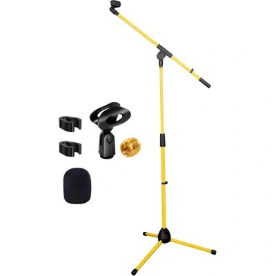 5 Core Tripod Mic Stand Height Adjustable Floor Microphone Boom Arm Pedestal Para Microfono For Singing On  In Yellow