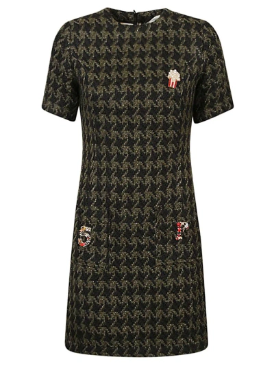 5 PROGRESS 5 PROGRESS HOUNDSTOOTH WOOL BLEND SHORT DRESS
