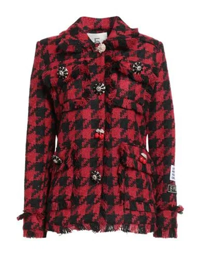 5 Progress Woman Coat Red Size M Polyester, Viscose, Wool