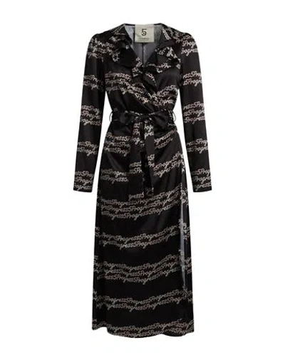 5 Progress Woman Midi Dress Black Size Xs Viscose, Polyester