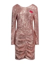 5 Progress Woman Mini Dress Rose Gold Size M Polyester In Rose Gold
