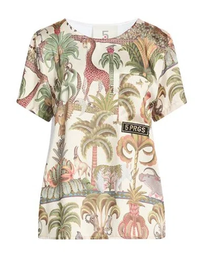 5 Progress Woman Top Beige Size M Polyester, Cotton In Multi