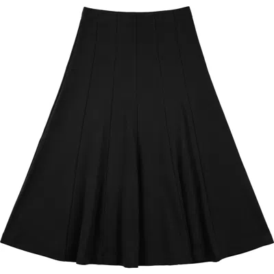5 Stars Kids'  Fine Rib Panelled Elastic Waist Midi Skirt In Black