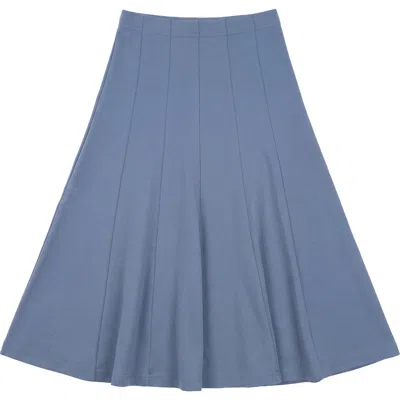 5 Stars Kids'  Fine Rib Panelled Elastic Waist Midi Skirt In Blue