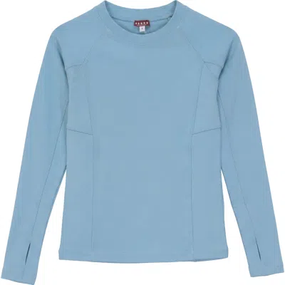 5 Stars Kids'  Fine Rib Shaped Seam Thumbhole Top In Blue