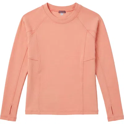 5 Stars Kids'  Fine Rib Shaped Seam Thumbhole Top In Orange