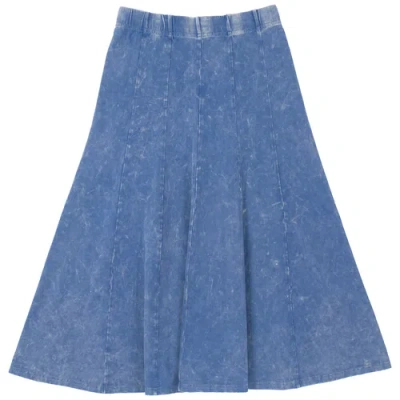 5 Stars Kids'  Washed Panelled Elastic Waist Midi Skirt In Blue