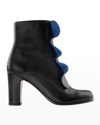 CHIE MIHARA FAPICO BICOLOR LEATHER RUFFLE BOOTIES