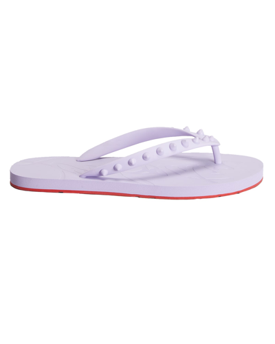 Christian Louboutin Loubi Spike Rubber Flip Flops In Lilac