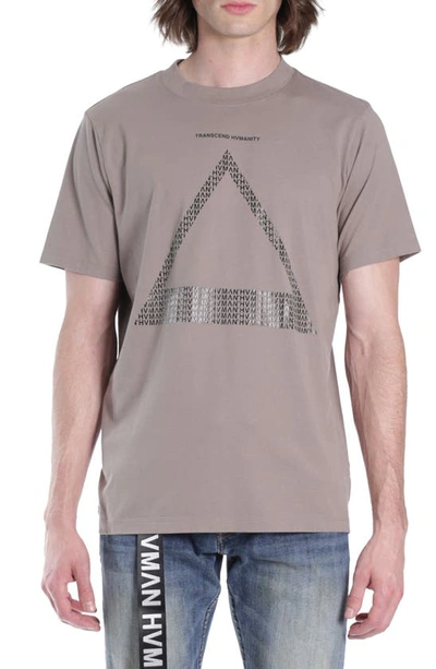 Hvman Triangle Logo Cotton Graphic Tee In Grey