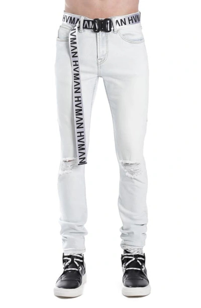 Hvman Strat Belted Super Skinny Jeans In White