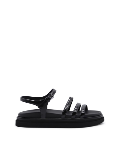 Hogan Patent Leather Sandals In Black