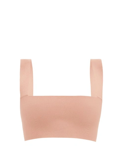 Victoria Beckham Vb Body Square-neck Jersey Cropped Top In Blush