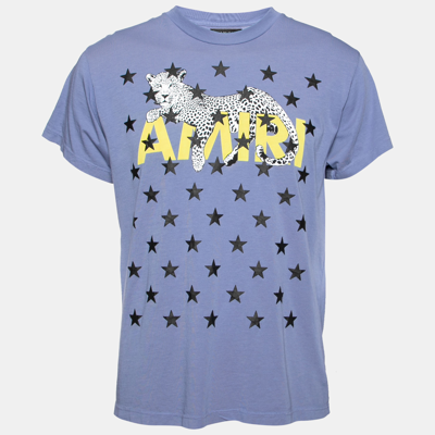 Pre-owned Amiri Purple Cotton Jersey Leopard Star Print T-shirt Xs
