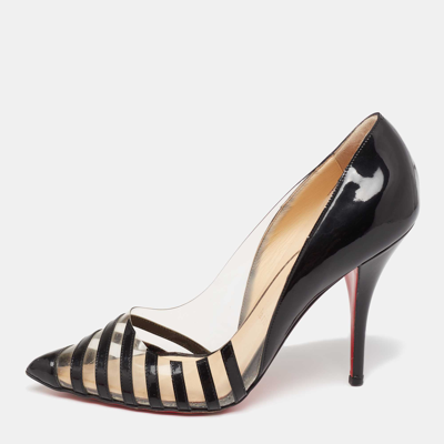Pre-owned Christian Louboutin Black Patent Leather And Pvc Pivichic Pumps Size 37
