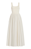 Matteau Square-neck Knitted-bodice Cotton Dress In White