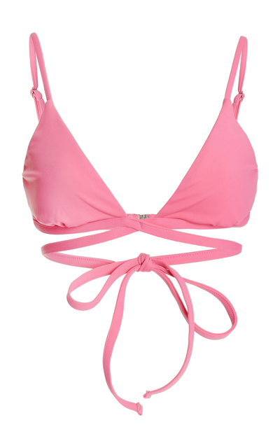 Simkhai Harlen Triangle Tie-front Bikini Top In Berry