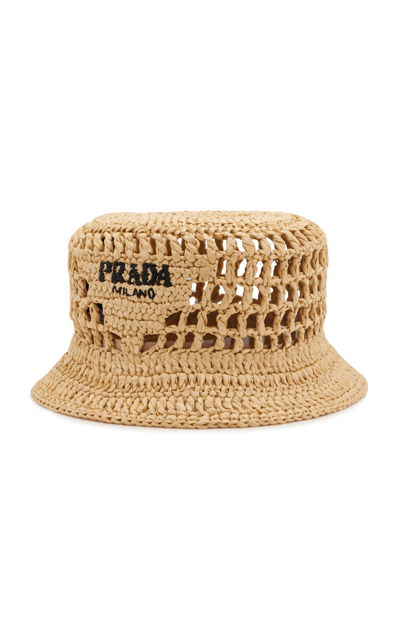 Prada Raffia Bucket Hat In Brown