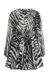 Dolce & Gabbana Zebra Printed Silk Chiffon Mini Dress In Print