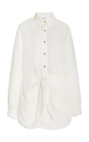 ANEMOS THE L.A. LINEN-BLEND MINI WRAP SHIRT DRESS