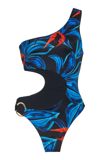 Louisa Ballou Burgundy & Blue Mini Ring One-piece Swimsuit In Blue