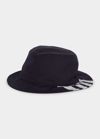 Thom Browne Navy Wool Classic 4-bar Bucket Hat In Navy