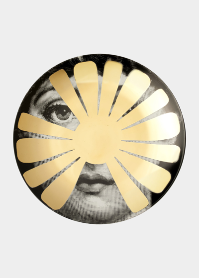 Fornasetti Tema E Variazioni N. 37 Wall Plate In Black/white/gold