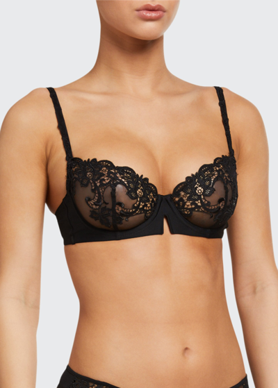 Simone Perele Saga Non-padded Lace Demi Bra In Black Pattern