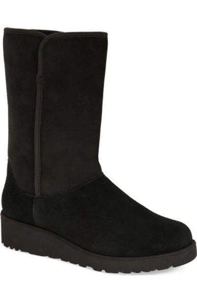 Ugg Amie Slim Short Wedge Boots In Black Suede