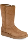Ugg Amie Slim Short Wedge Boots In Chestnut Suede