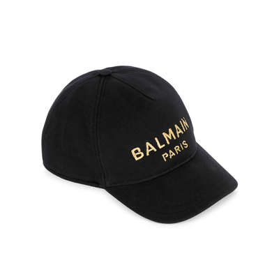 Balmain Kids Black Logo-embroidered Cotton Cap
