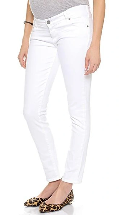 Paige Skyline Ankle Peg Maternity Jeans In Optic White