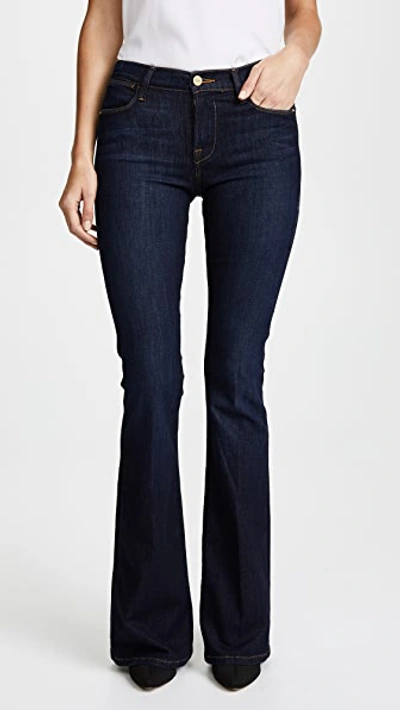 Frame Rodeo Low Rise Flared Jeans In Deco In Black