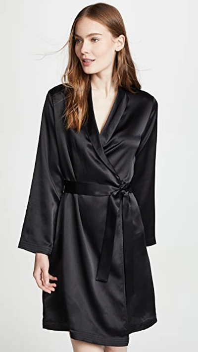 La Perla Belted Silk Robe In Black