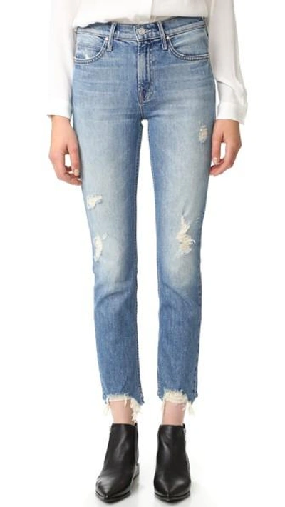 Mother Flirt Fray Rigid Jeans In Cold Feet