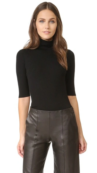 Theory Leenda R Ribbed Merino Wool-blend Turtleneck Jumper In Black