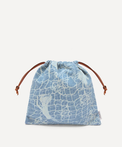 Loewe X Paula's Ibiza Mermaid's Drawstring Pouch In Indigo/tan