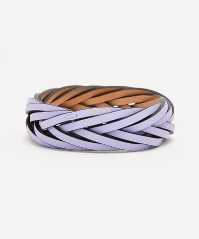 Loewe X Paula's Ibiza Leather Braided Bangle In Bright Lavender