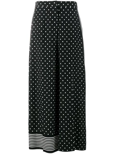 Stella Mccartney Woman Cropped Printed Silk Crepe De Chine Wide-leg Trousers Black