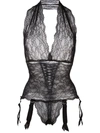 FOLIES BY RENAUD lace suspenders bodysuit,10933CK11705663