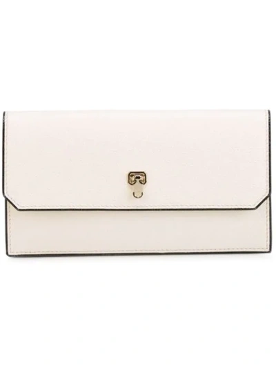 Valextra City Zip-lock Purse In White