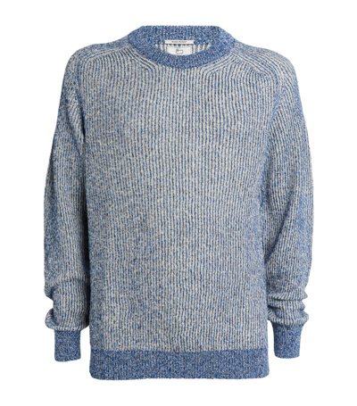 Woolrich Melange-knit Round-neck Jumper In Blau